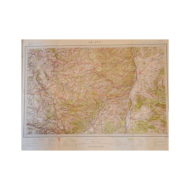 Carte géographique ancienne Le Puy et environs