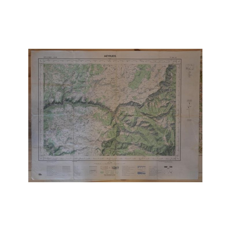 Carte géographique ancienne IGN Meyrueis et environs