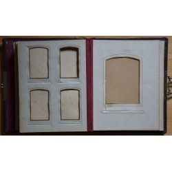 Album photo ancien à fermoir Fin XIXe siècle cuir bordeaux