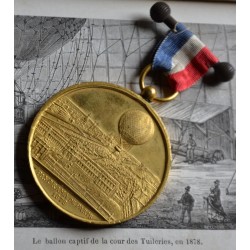 Médaille 1878 Exposition universelle de Paris 1878 Henry Giffard - Vol en ballon, aérostat - Objet de collection ancien