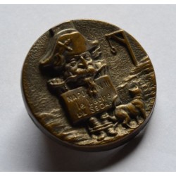 Médaille bouton satirique en laiton Bataille de Sedan Défaite de Napoléon 3 - Le lâche de Sedan - Guerre de 1870