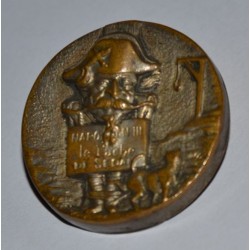 Médaille bouton satirique en laiton Bataille de Sedan Défaite de Napoléon 3 - Le lâche de Sedan - Guerre de 1870